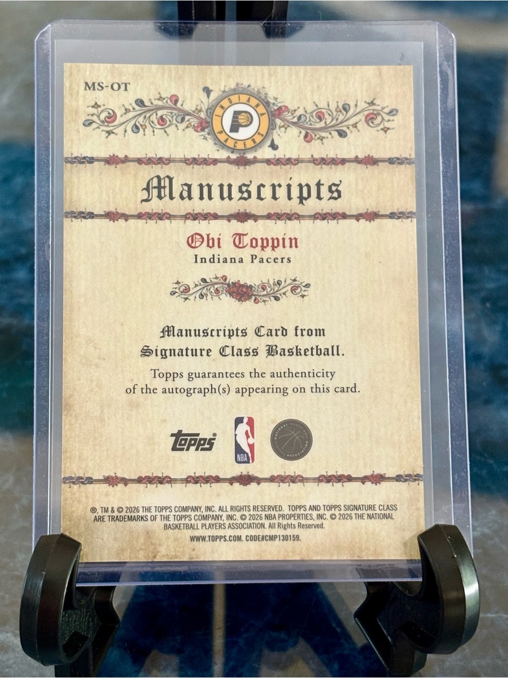 Obi Toppin Topps Certified Autograph Issue Manuscripts Indiana Pacers Card - Picture 2 of 2